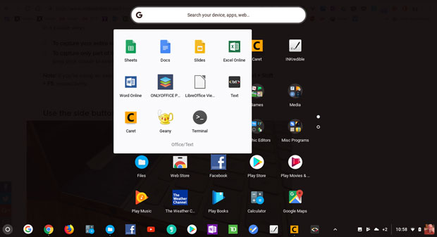 ASUS Chromebook Flip C213SA Linux terminal and Geany Linux app