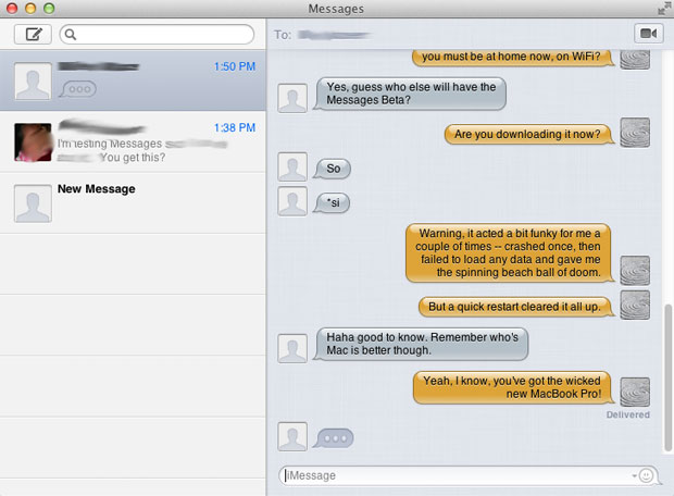 Messages beta for OS X Mountain Lion