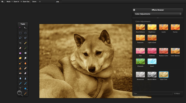 Pixelmator effects browser