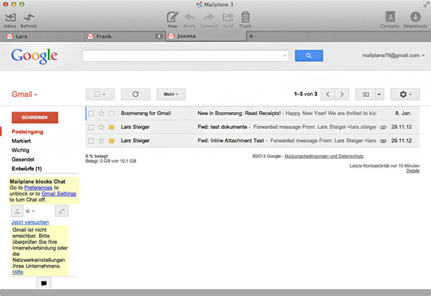 Mailplane account tabs