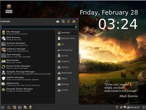 MakuluLinux 5 menu