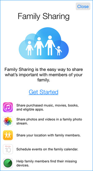 iOS 8 family sharing