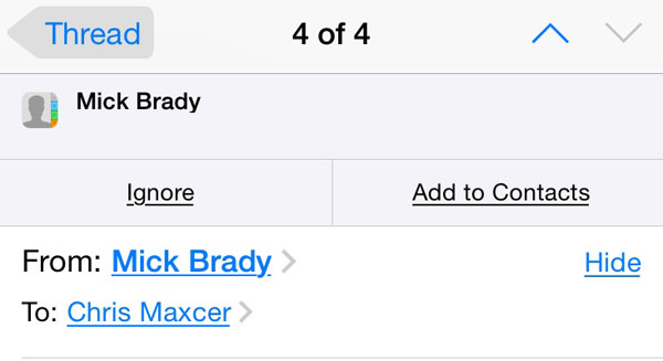 iOS 8 mail contacts