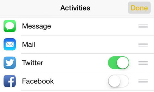 iOS 8 share sheets activities