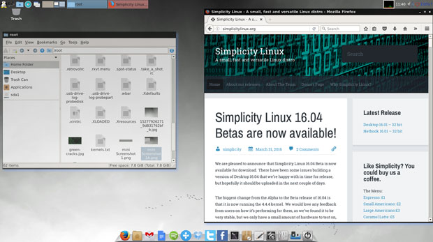 Simplicity Linux desktop interface