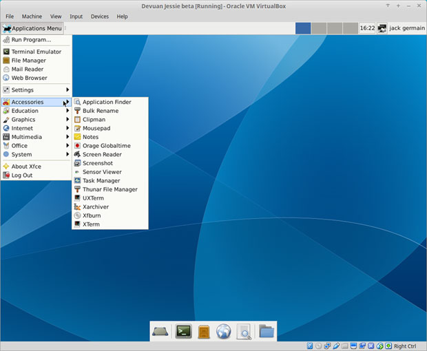 desktop view ofDevuan Jessie 1.0 beta