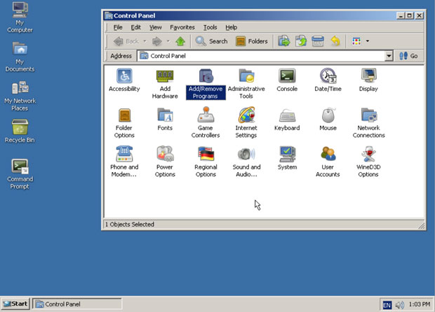 ReactOS control panel