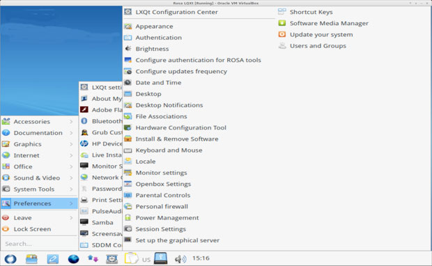 Rosa Linux LXQt Configuration Center