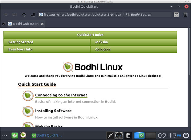 Bodhi Linux 4.3.1 Quick Start Index