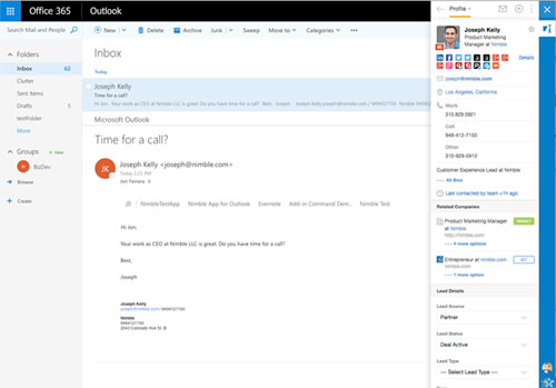 Nimble in Outlook