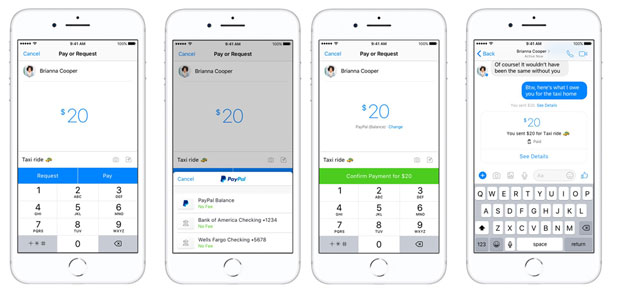 PayPal p2p payments on facebook messenger