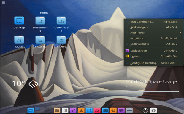 Bluestar Linux panel and dock