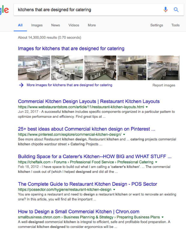 Google search: kitchens that are designed for catering
