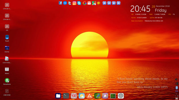 MakuluLinux Core's Cairo dock