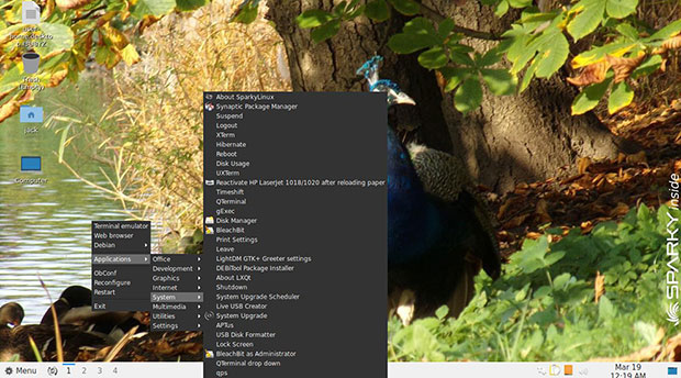 SparkyLinux 5.7 cascading menu