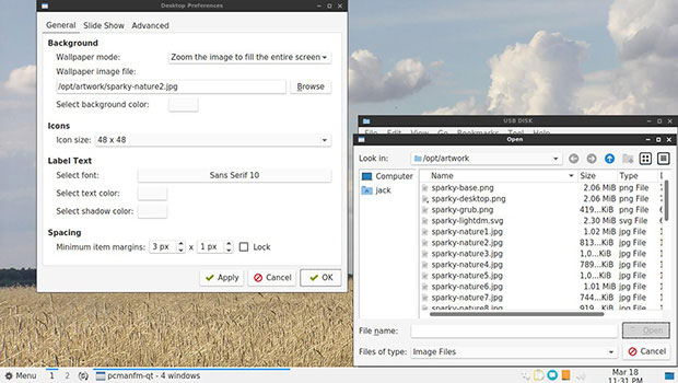 SparkyLinux 5.7 wallpaper selection tool