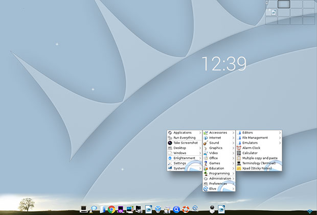 Elive's screen gadgets and a macOS-style dock