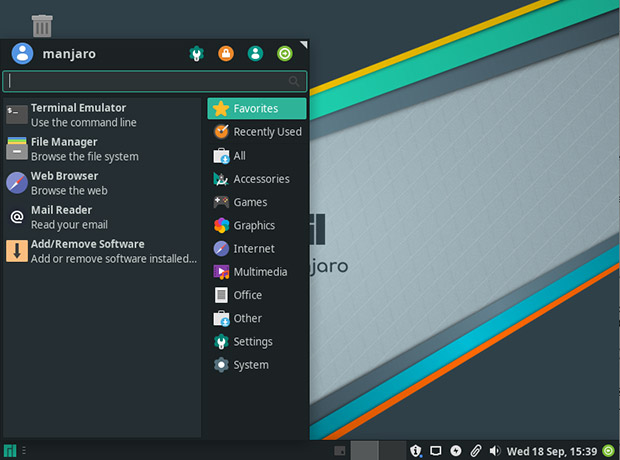 Manjaro-Xfce user interface screenshot