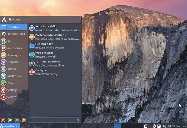 ArcoLinux installs into an easy-to-use Xfce desktop environment