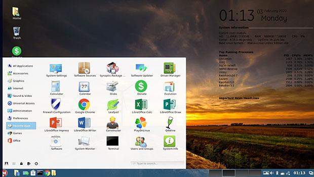 MakuluLinux LinDoz desktop