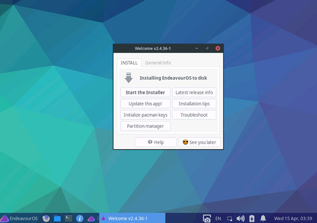EndeavourOS 2020 Calamares installer