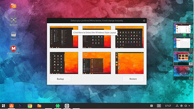MakuluLinux Shift desktop hybrid design