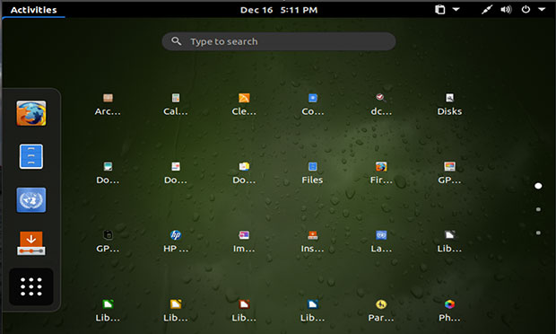 desktop options available in GeckoLinux