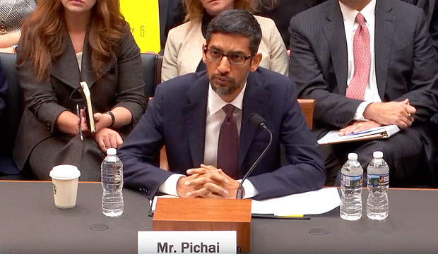 google ceo sundar pichai addresses the house judiciary committee about google's practices and plans