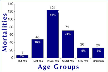 H1N1 Deaths by Age Group, US