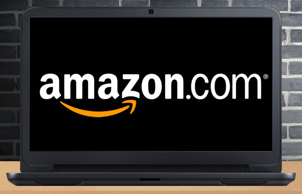 Amazon.com logo in computer screen