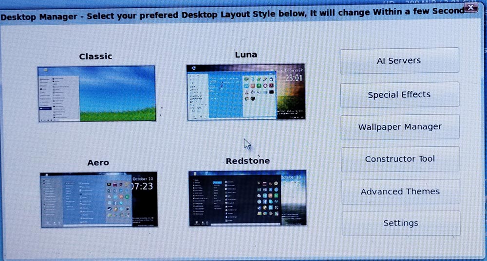 MakuluLinux LinDoz theme appearance and desktop display options