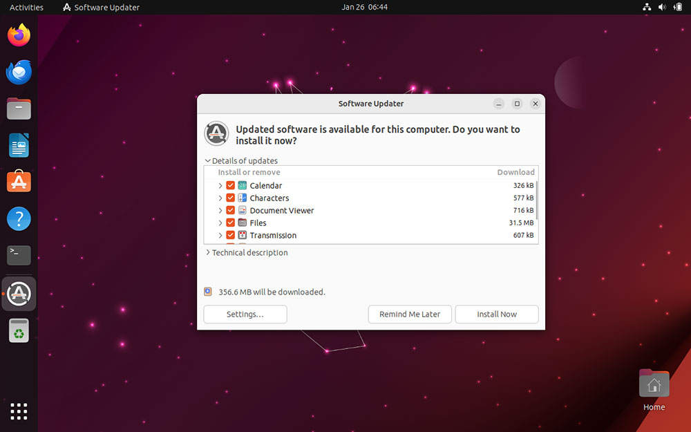 Ubuntu update screenshot