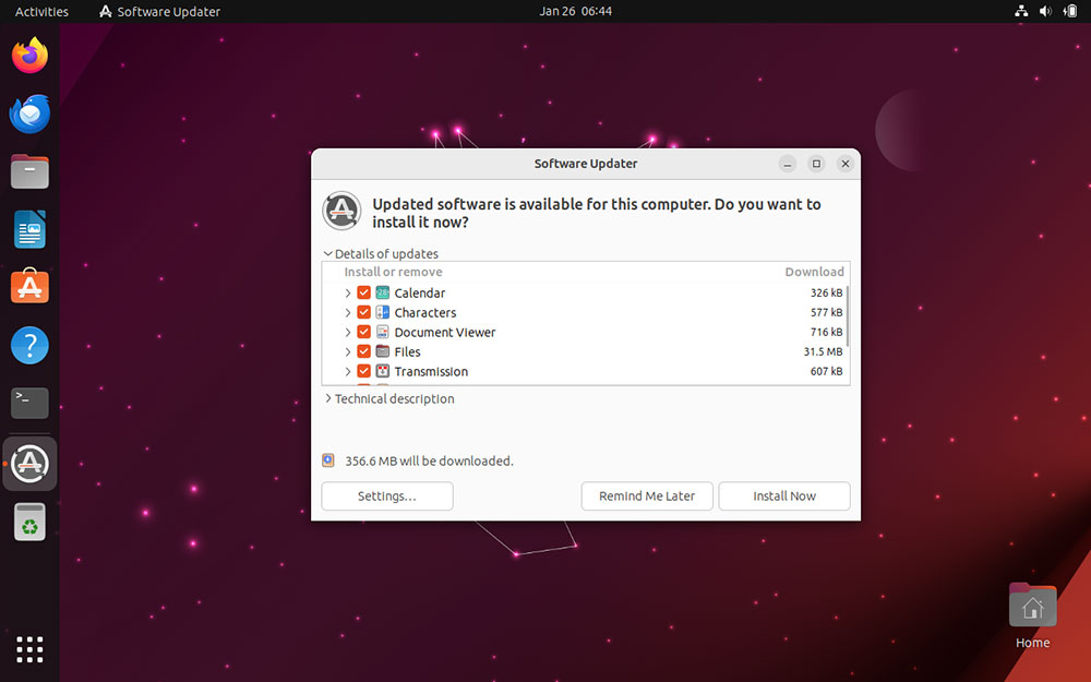 Ubuntu Update Screenshot