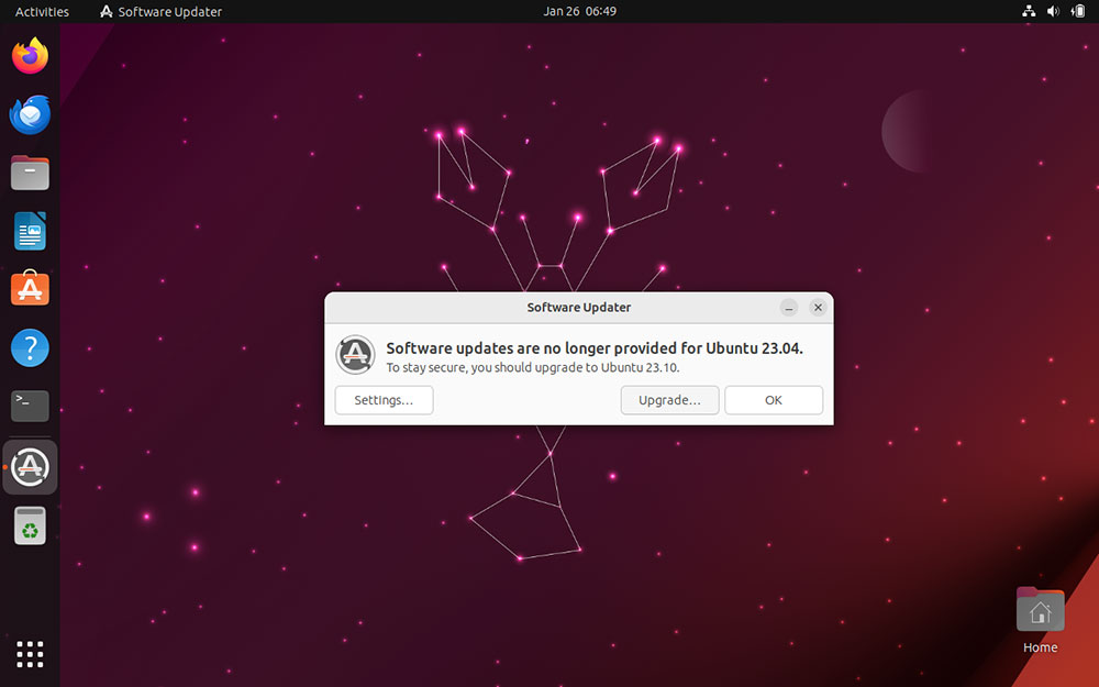 Ubuntu Update to 23.10 Screenshot