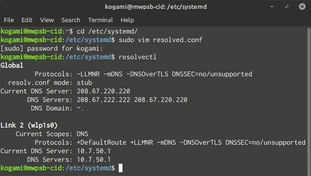 Resolvectl Domains Default