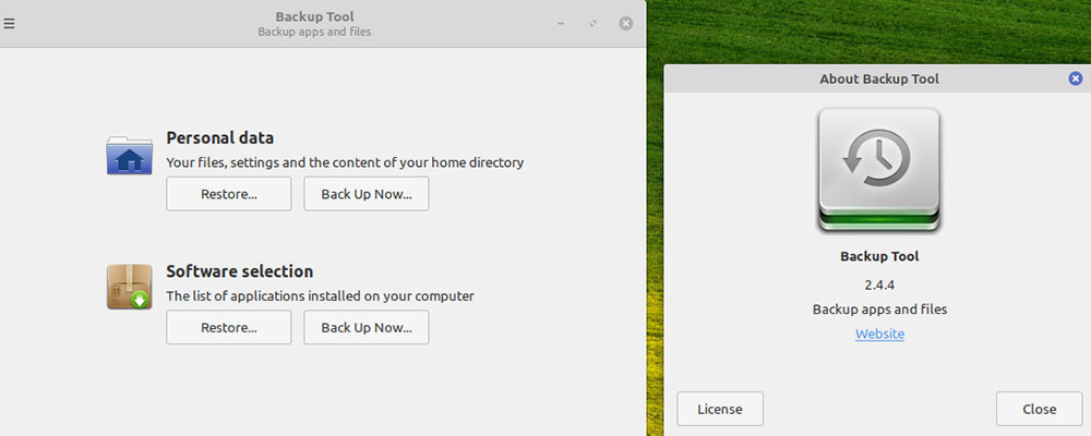Dell computer running Linux Mint backup app