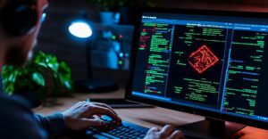 A cybersecurity analyst tests for vulnerabilities in AI systems using red teaming tools.