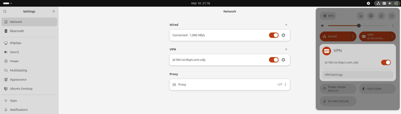 Linux VPN client connected to a secure server